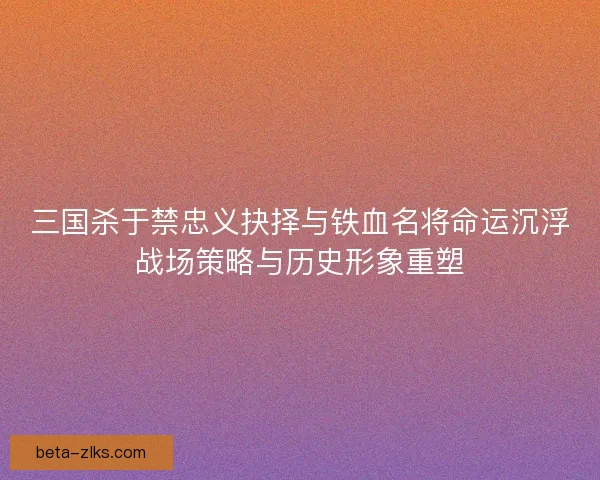 三国杀于禁忠义抉择与铁血名将命运沉浮战场策略与历史形象重塑 三国杀于禁忠义抉择与铁血名将命运沉浮战场策略与历史形象重塑