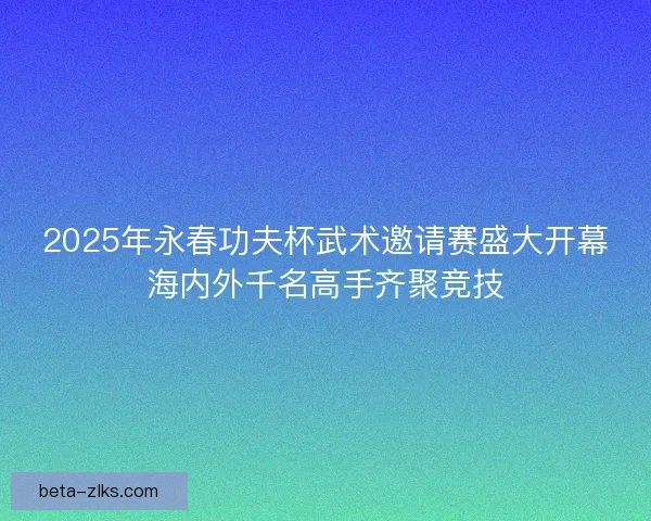 2025年永春功夫杯武术邀请赛盛大开幕海内外千名高手齐聚竞技
